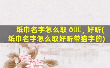 纸巾名字怎么取 🕸 好听(纸巾名字怎么取好听带猫字的)
